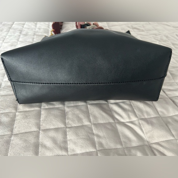 Black Leather Tote Bag with Gold Accents - Picture 9 of 12